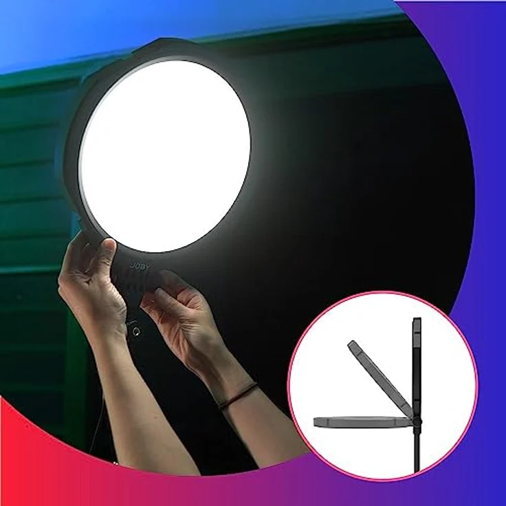 JOBY Beamo Studio-Hauptlicht, Studioleuchte für Video, 10 Helligkeitsstufen, 3 Farbtemperaturen, Kabelfernbedienung, Zubehörschuh, USB-Studioleuchte – Bild 5