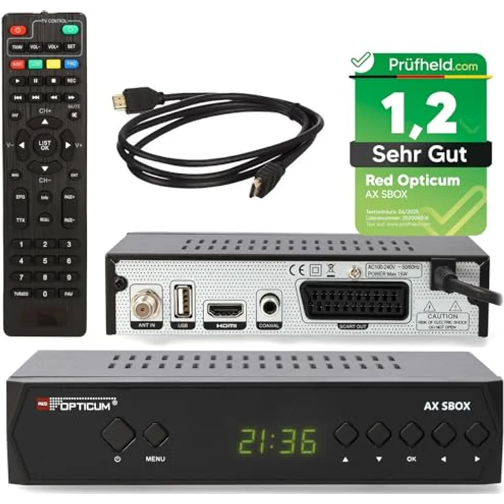 Anadol Opticum SBOX, Sat-Receiver HD, Media-Player 1080P Full-HD Digitalreceiver für Satellitenfernseher DVB-S/S2, Astra & Hotbird vorinstalliert + Anadol HDMI Kabel – Bild 2
