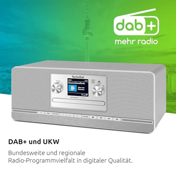 TechniSat DIGITRADIO 372 CD BT - Stereo Digitalradio mit DAB+, UKW, CD-Player, Bluetooth, Farbdisplay, USB, AUX, Kopfhöreranschluss, Wecker, 10 Watt, Fernbedienung - Silber – Bild 3