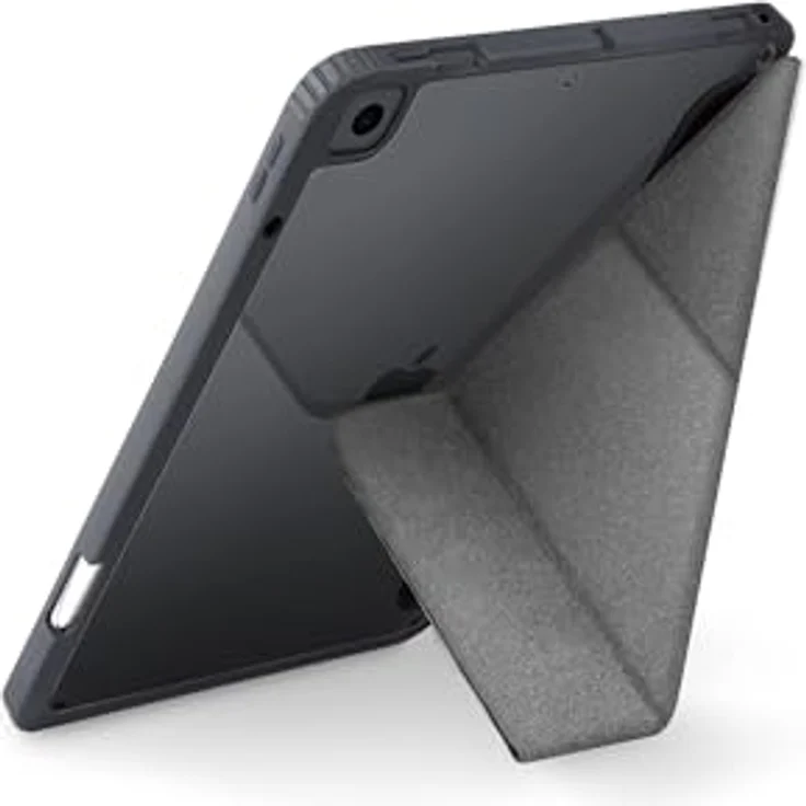 UNIQ Moven Schutzhülle für iPad 10,2, ultradünn mit transparenter Rückseite, 3 Klappen Video- und Dactylographie-Halterung, inkl. Fach für Eingabestift (schwarz) – Bild 2