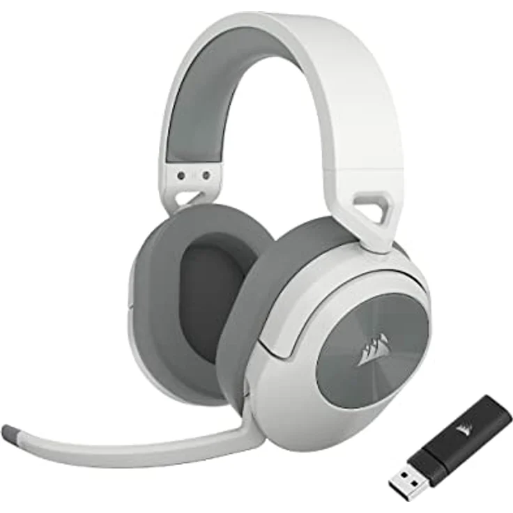 Corsair HS55 Wireless Gaming-Headset - Geringer Latenz 2,4-GHz-Wireless- oder Bluetooth, Dolby® Audio 7.1-Surround-Sound, Leichtgewicht, Omnidirektionales Mikrofon, Zugängliche Tasten - Weiß – Bild 1