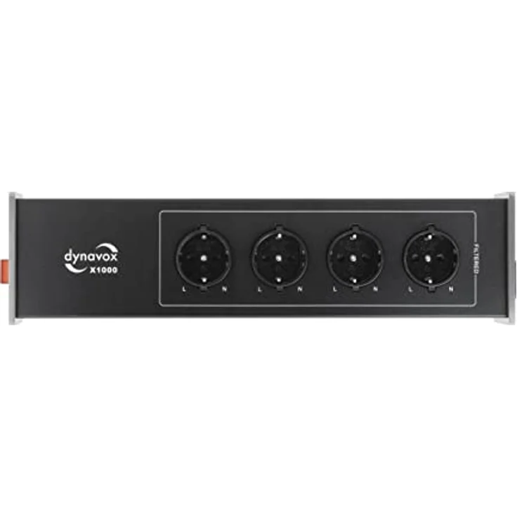 Dynavox Steckdosenleiste X1000 - 4 gefilterte Steckplätze, Metallgehäuse, 1,50 m Kabel, Schwarz/Silber – Bild 3