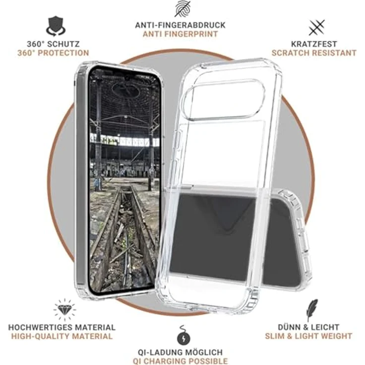 JT Berlin Pankow Clear BackCase für Google Pixel 10/10 Pro, Anti-Finderabdruck, kratzfest, kompatibel mit Wireless Charging, transparent – Bild 4
