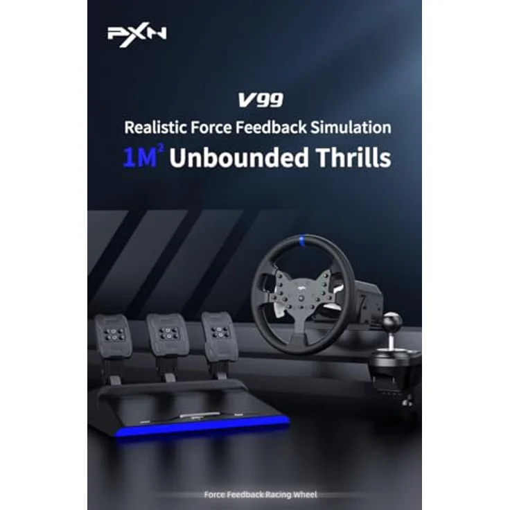 PXN Gaming Wheel V99, Lenkrad & Pedale Set für PS4, PC, PS3, Xbox One, Switch – Bild 2