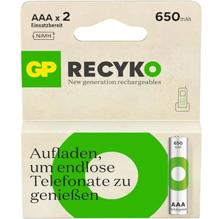 GP Akkus ReCyko+ Ni-MH Micro AAA 650 mAh, 2 St. - wiederaufladbare Batterien ohne Memory-Effekt, 1000 Ladezyklen – Bild 8