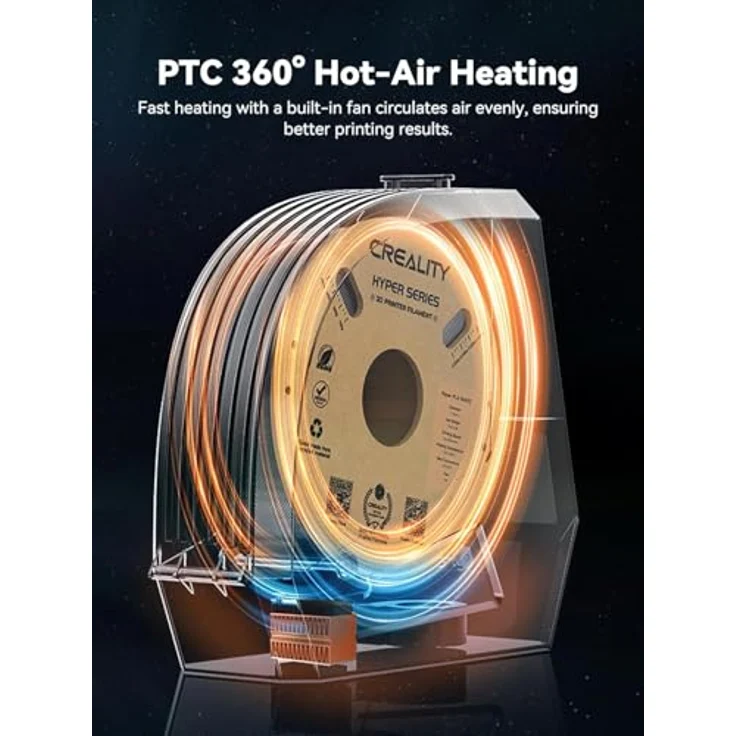 Creality Space Pi Filament Dryer Trockenbox, 360° Heißluftzirkulation, 12 Temperaturmodi, 3,7-Zoll-LCD-Touchscreen, kompatibel mit 1,75mm und 2,85mm Filamenten – Bild 4