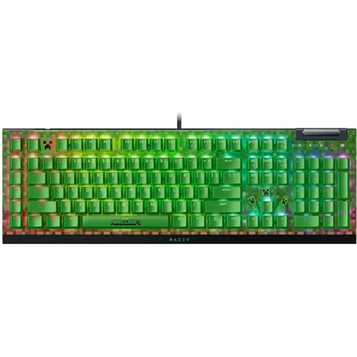 Razer BlackWidow V4 X Minecraft Edition, Mechanische Gaming-Tastatur mit Chroma RGB, grünen Clicky Switches, 6 Makrotasten, Doubleshot-ABS-Tastenkappen, US-Layout – Bild 1