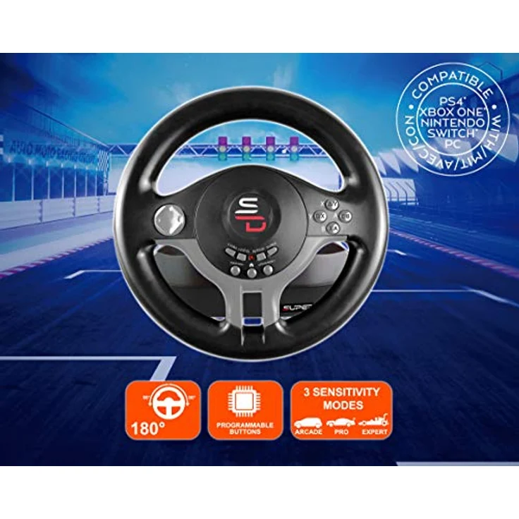 Subsonic Superdrive - Rennlenkrad / Lenkrad Driving Wheel SV200 mit pedalen und Schaltpaddles für Nintendo Switch - PS4 - Xbox One - PC – Bild 2