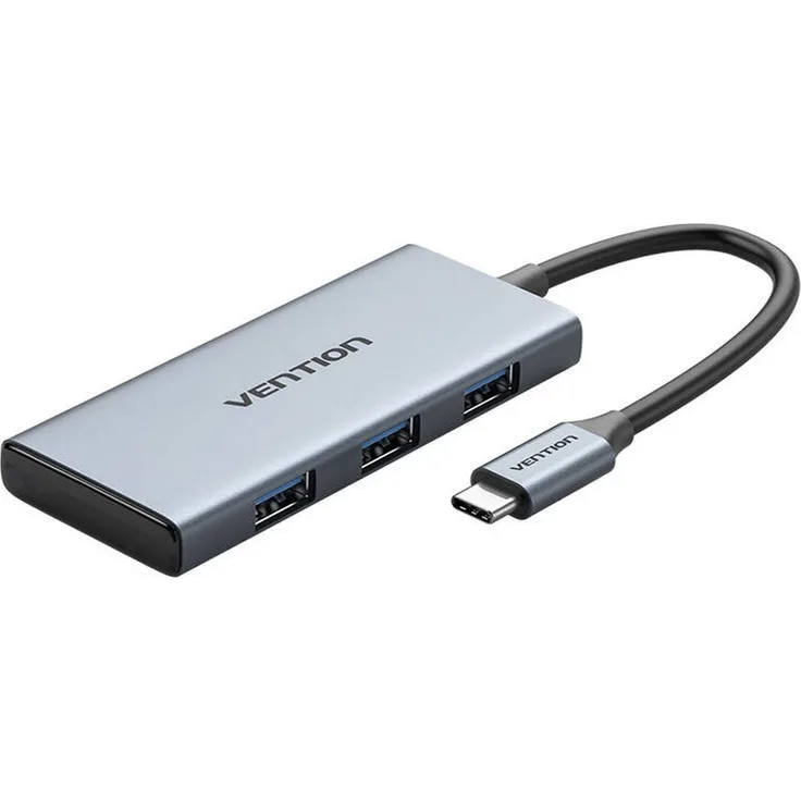 Vention TOOHB Hub, USB-C zu HDMI, 3x USB 3.0, SD, TF, 0,15 m, grau mit 4K@30Hz Auflösung