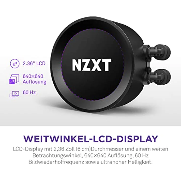 NZXT Kraken Elite 240 - RL-KN24E-B1-240mm AIO CPU Wasserkühlung - 2,36" LCD Display 640x640-2x120mm PWM Fans - EIN Breakoutkabel zur einfachen Installation - Schwarz – Bild 3