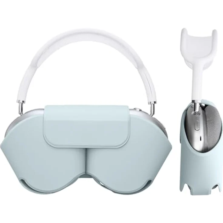 kwmobile Hülle kompatibel mit Apple AirPods Max, weiche Kopfhörertasche in Hellblau, Sleep Mode kompatibel, reißfestes Polyester-Etui mit Druckknopfverschluss – Bild 1