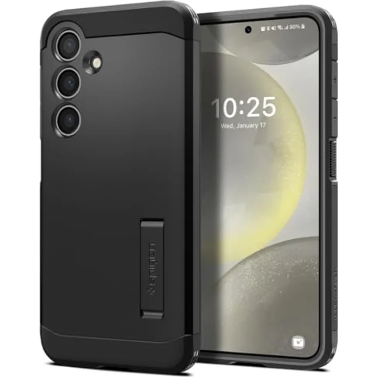 Spigen Tough Armor Hülle Kompatibel mit Samsung Galaxy S24 -Schwarz Doppelschichtige Schutzhülle mit Kickstand und Eckschutz