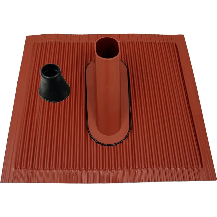 Televes SPAZ60R Montageset für 60mm Masten, inkl. rotem Alublechziegel und Dichtungsmanschette