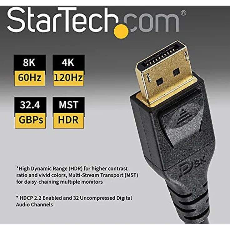 StarTech.com 4 m VESA-zertifiziertes DisplayPort 1.4 Kabel 8K 60Hz HBR3 HDR Super UHD DisplayPort auf DisplayPort Monitorkabel Ultra HD 4K 120Hz DP 1.4 Slim Video Kabel M-M DP Stecker (DP14MM4M) - Preisvergleich – Bild 2