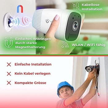 Inkint Überwachungskamera 2K Mini Kamera Mit Nachtsicht & AI-Alarm, Kabellos, Videoüberwachung, Sicherheitskamera