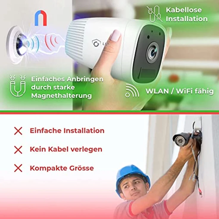 WLAN Akku Überwachungskamera | kabellose Indoor/Outdoor Kamera | Full HD | Nachtsicht | Gegensprechanlage | Bewegungserkennung | Cloud | TUYA & SmartLife App | Alexa kompatibel – Bild 2