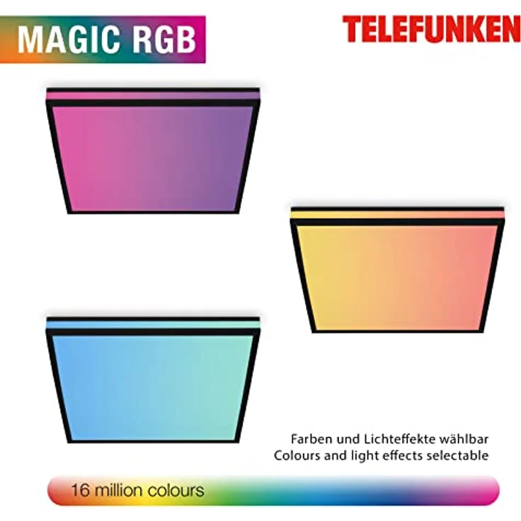 TELEFUNKEN - LED Deckenleuchte RGBIC Magic, LED Deckenlampe CCT, Dimmbar, Farbwechsel, Fernbedienung, Nachtlicht, Schwarz – Bild 5