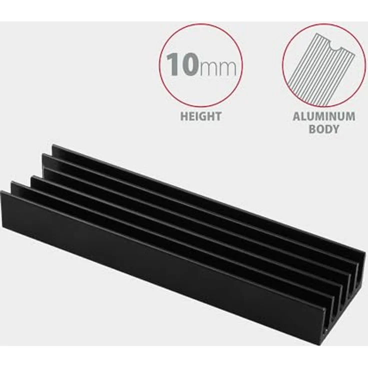 AXAGON CLR-M2L10, Passiver M.2 SSD-Kühler aus Aluminium mit Thermalpads, 10 mm Höhe – Bild 4