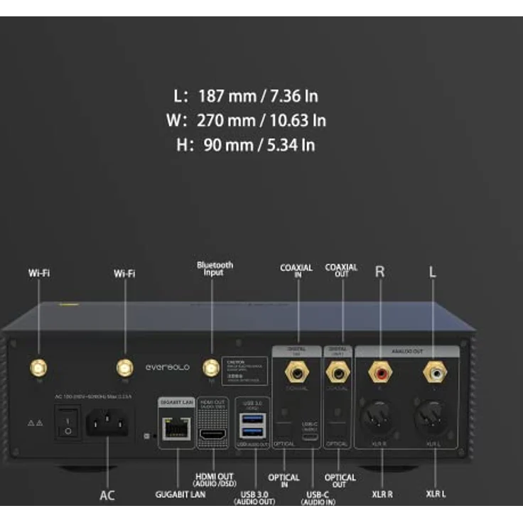 Eversolo DMP-A6 Streamers, All-in-One Verstärker und Netzwerk-Player, MQA Full Decode, XMOS316 DSD512 PCM768kHz/32Bit Bluetooth 5.0 aptX HD, 15,2 cm (6 Zoll) HD-Touchscreen, exklusive App, Musikdienst – Bild 2