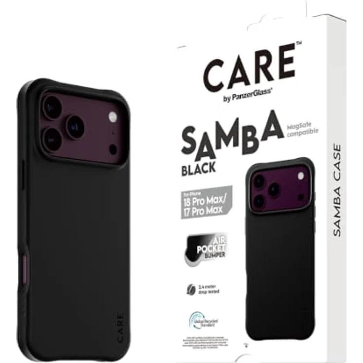 CARE by PanzerGlass Samba Case Black, Schutzhülle mit MagSafe-Kompatibilität für Apple iPhone 18 Pro Max | 17 Pro Max, fall- und kratzfest, selbstheilendes TPU-Material, 2.4-Meter-fallgetestet – Bild 6