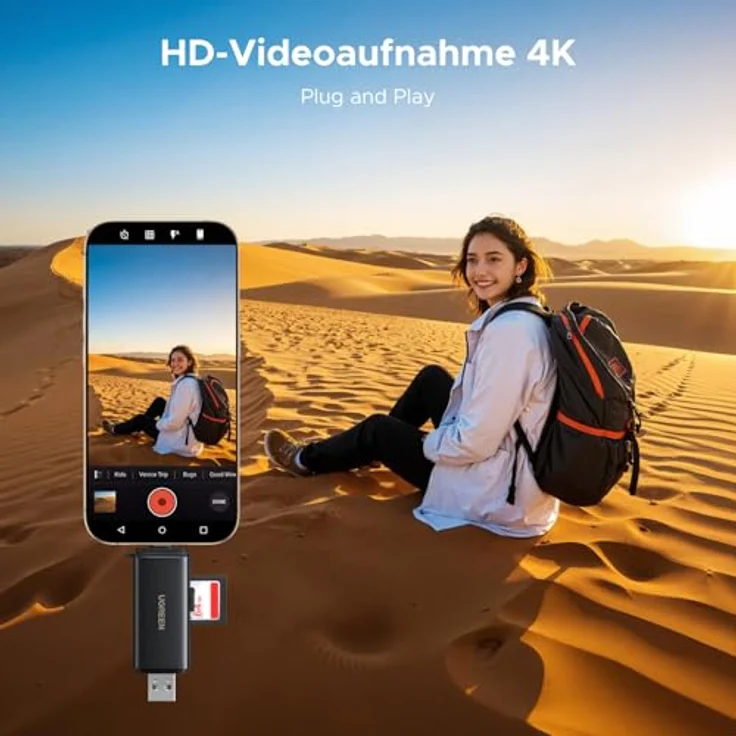 UGREEN 2in1 USB-C / USB-A SD 4.0 UHS-II Card Reader, kompakter Kartenleser mit Lesegeschwindigkeiten bis zu 312 MB/s, schwarz – Bild 6