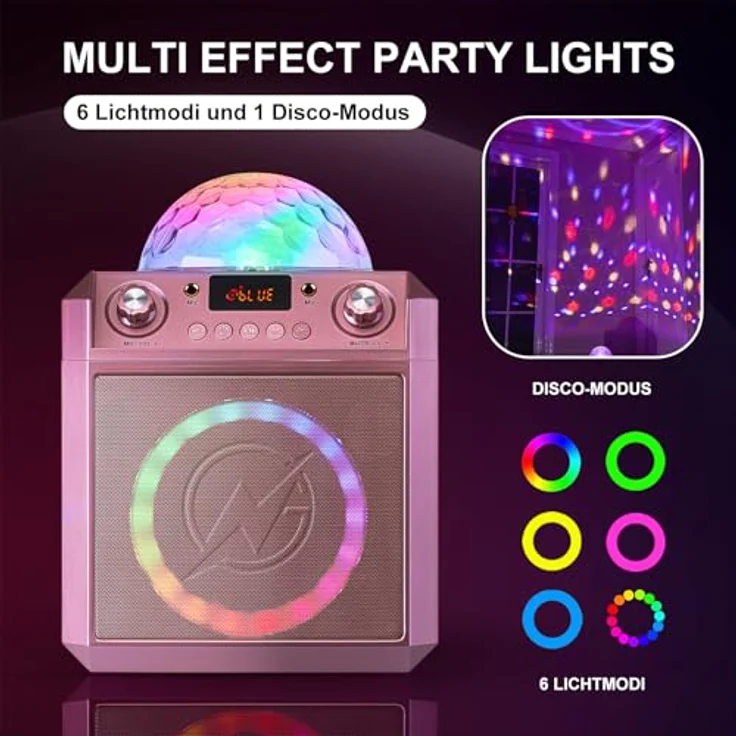 N-Gear Block Party 602 XL, Aktiver PA Lautsprecher mit 300 Watt, Bluetooth und RGB-LED, Space Pink – Bild 2