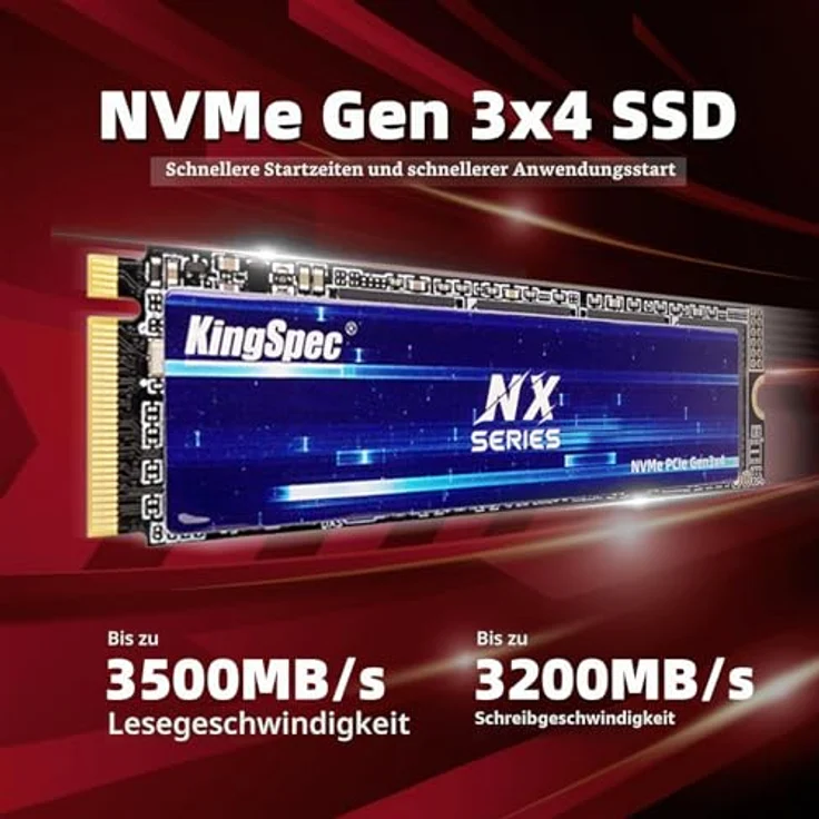 KingSpec NX-2280 1TB SSD NVMe M.2 PCIe 3.0 Gen 3x4, bis zu 3500 MB/s Lesegeschwindigkeit, 3D NAND Flash für Desktop/Laptop – Bild 2