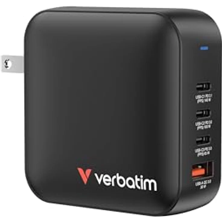 Verbatim 32216 Usb-c-ladegerät One Size mit 4-in-1 Aufladen und fortschrittlicher GaN-Technologie – Bild 1