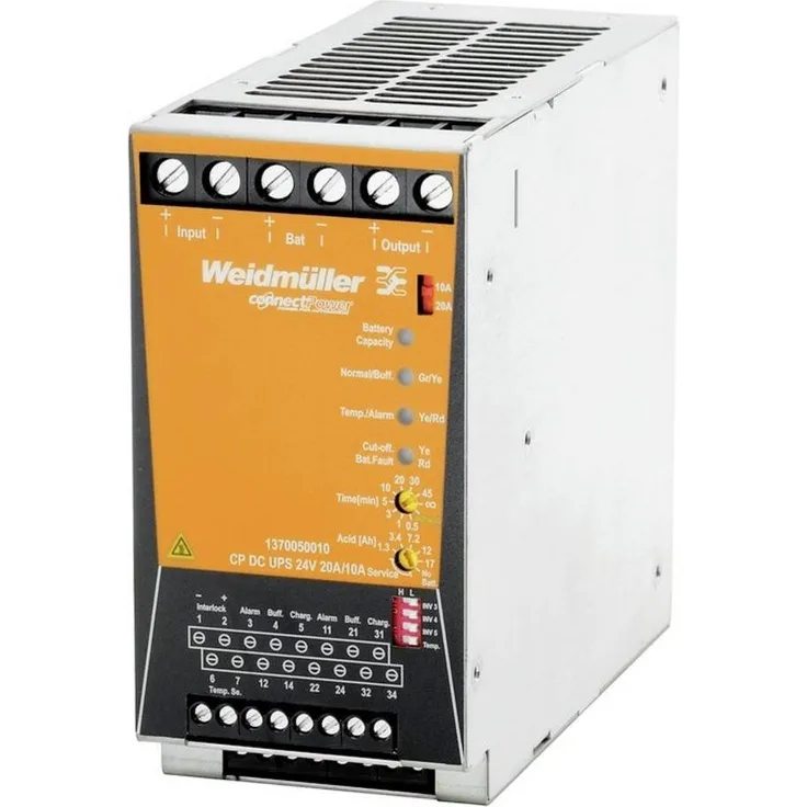 Weidmüller CP DC UPS 24V 20A/10A, USV mit Überlast- und Kurzschlussschutz, wartungsfreien Blei-Vlies-Batterien und LED-Anzeige