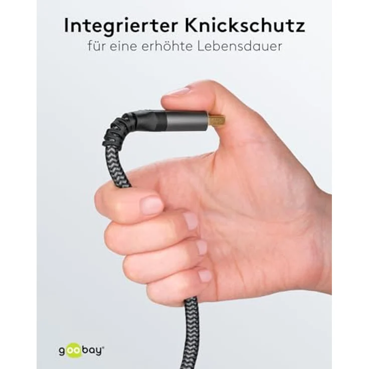 goobay 65264 Displayport Kabel 1.4 Grau, Auflösung bis 8K@60Hz, 32,4 Gbit/s, Gaming & Video Streaming, Vergoldete Stecker – Bild 3