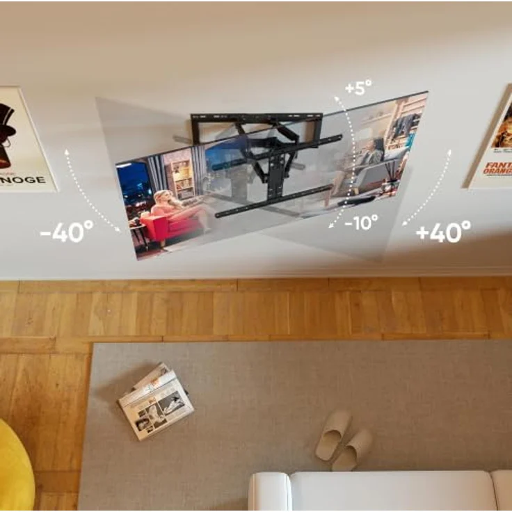 ONKRON SM6-B TV Wandhalterung schwenkbar für 32-90 Zoll Fernseher bis 50 kg, Ultra Slim und ausziehbar, max. VESA 600x400, schwarze Fernsehhalterung – Bild 3