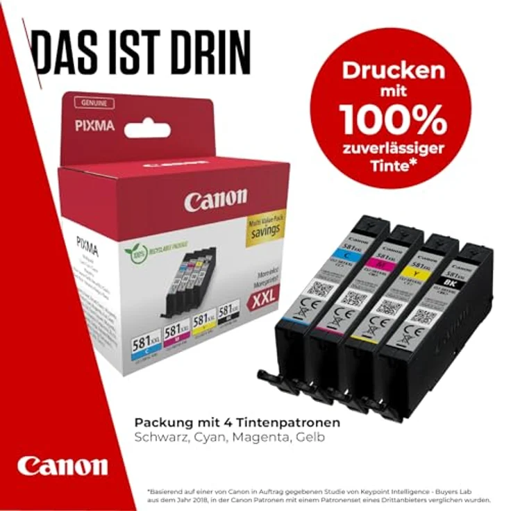 Canon CLI-581XXL Multipack, BK/C/M/Y Tintenpatronen mit sehr hoher Reichweite – Bild 2