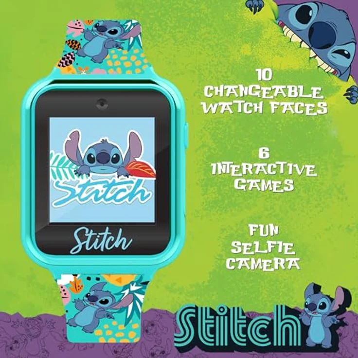 Accutime Disney Accutime Lilo and Stitch Interactive Kids smartwatch in Aqua Color with Selfie Camera, 6 Game, Sportuhr + Smartwatch – Bild 6