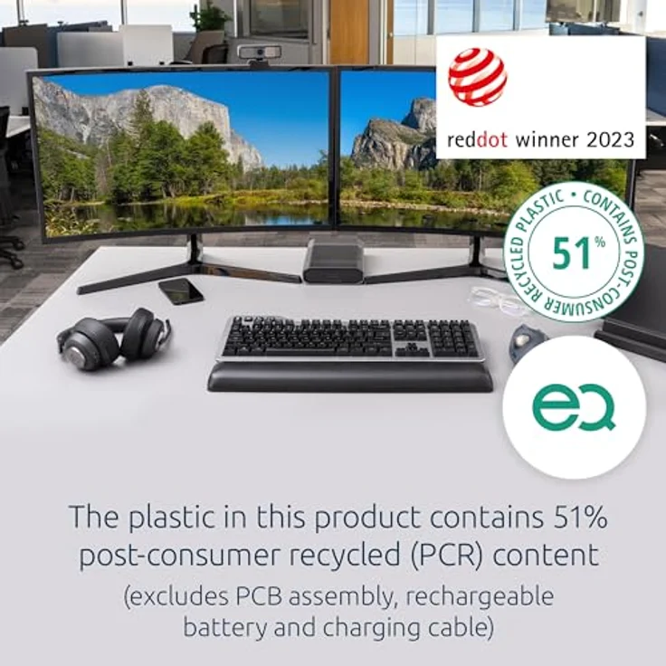 Kensington Trackball Pro Fit Ergo TB550 (Kabellos, Kabelgebunden), Maus, Blau, Grau, Schwarz – Bild 2