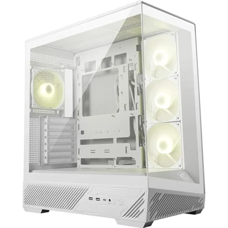 MSI GEH Midi MAG PANO 130R PZ WHITE, PC Gehäuse mit 270-Grad-Panoramabildschirm und drehbarem GPU-Halter, Weiss