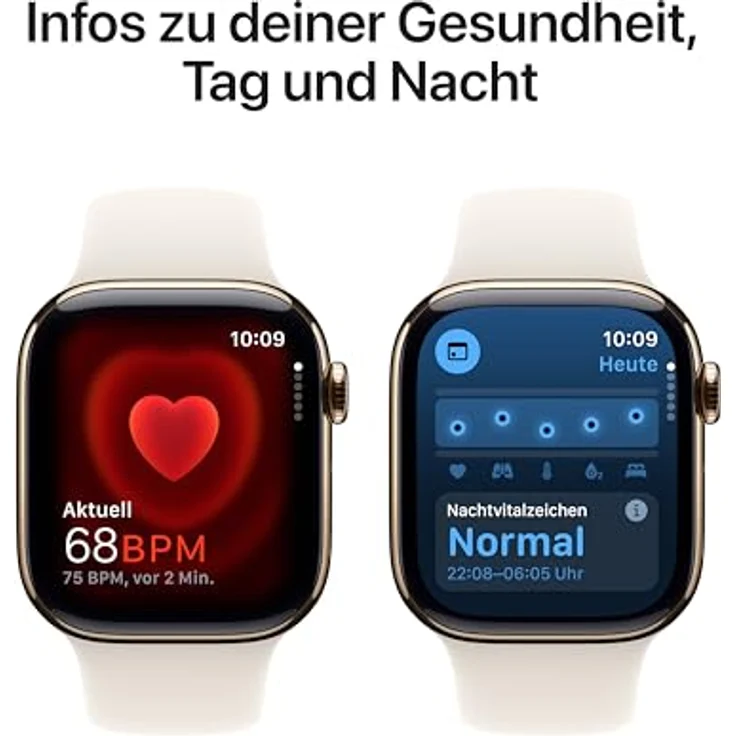 Apple Watch Series 10, 42 mm, GPS + Cellular, Titangehäuse Gold, Sportarmband Polarstern, M/L – Bild 5