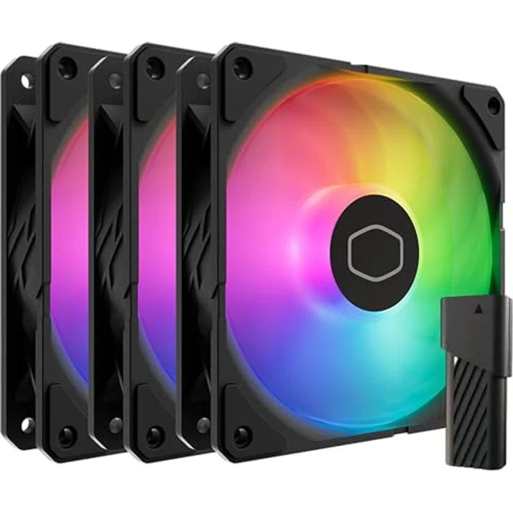 Cooler Master SickleFlow Edge 120 ARGB, 3er-Pack Gehäuselüfter mit 70,7 CFM Luftstrom, 690–2500 U/min, statischer Druck von 3,61 mmH2O, Schwarz – Bild 1