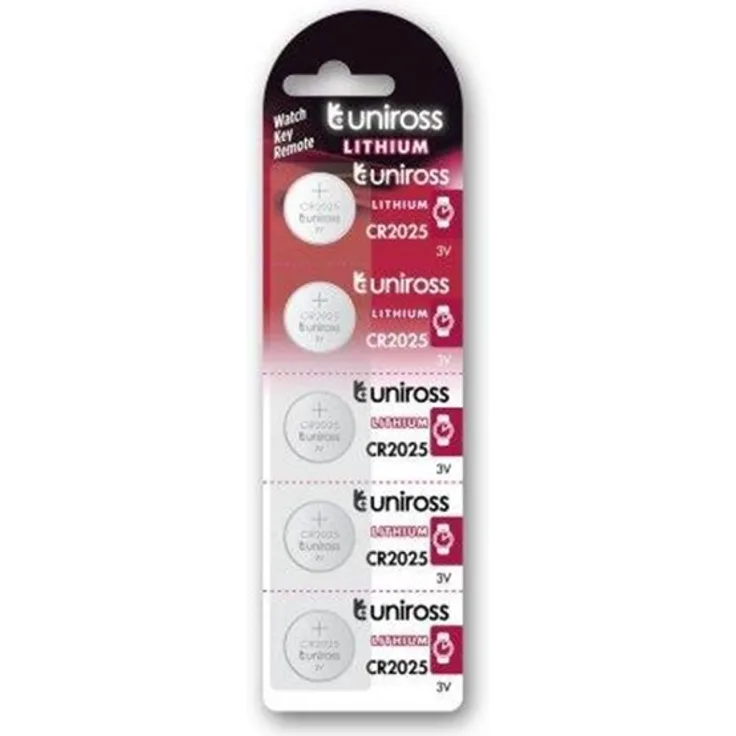 UNiROSS Lithium Button CR2025, 3V Batterie für verschiedene Anwendungen