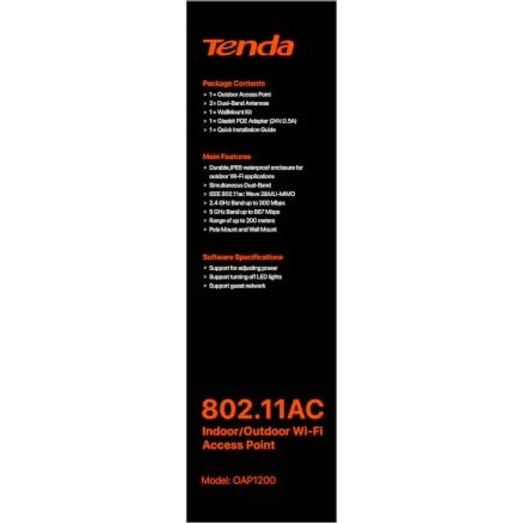 Tenda OAP1200, Outdoor Access Point PoE Gigabit WLAN mit 1167 Mbit/s, IP65 Gehäuse für Außenbereich und Garten – Bild 11