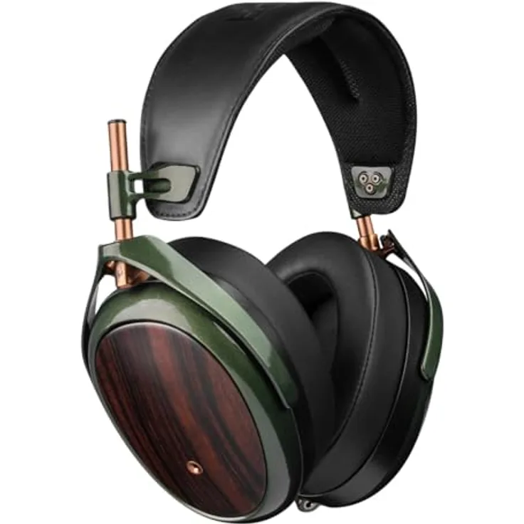 Meze Audio Strada Dynamic Ohrumschließende Kopfhörer mit Makassar-Ebenholz-Ohrmuscheln, abnehmbaren magnetischen Ohrpolstern, grünem Kupfer
