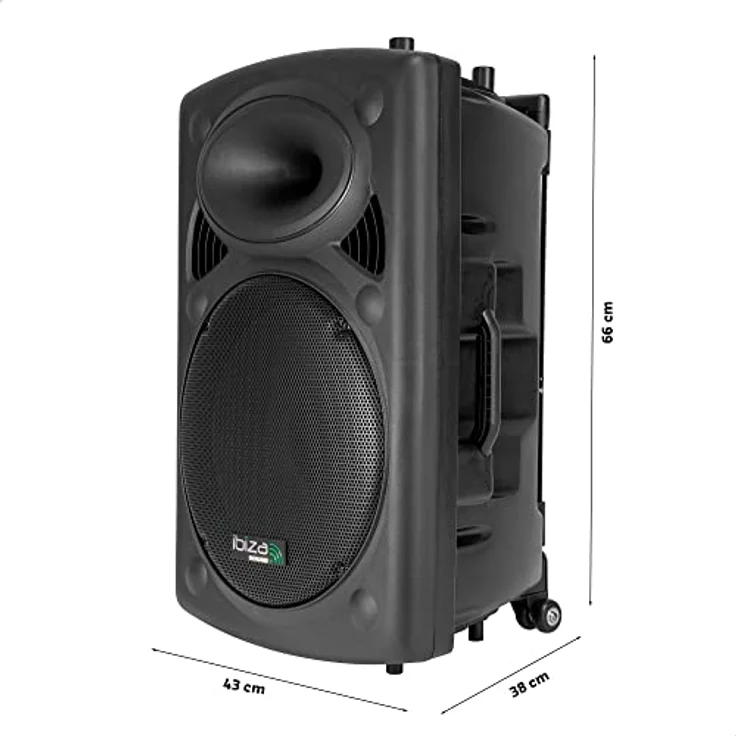 Ibiza Port15VHF-BT mobile 38cm PA-DJ-Anlage PA-Box Bluetooth-Lautsprecher inkl. Funkmikrofon, Fernebdienung (400W RMS, Akku-Betrieb,USB-SD, Radio) schwarz – Bild 7