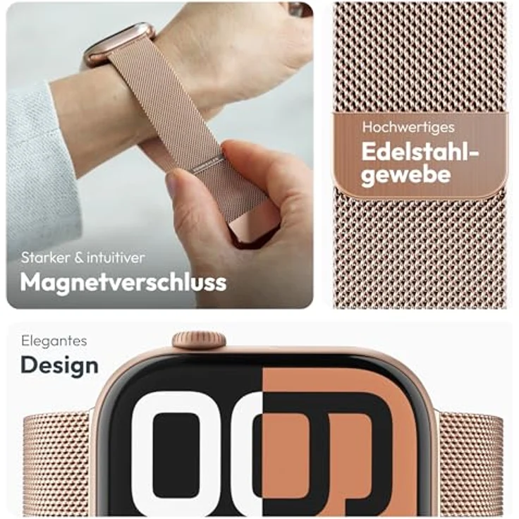 Vonmählen Milanese Loop 2 Armband für Apple Watch 44 | 45 | 46 | 49 mm, Roségold, versandkostenfrei – Bild 3