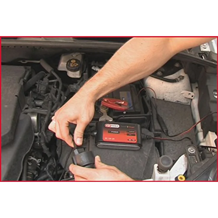 KS Tools 550.1730 Kfz-Ladegerät 2A, vollautomatischer Ladezyklus, spritzwassergeschützt IP44, für Bleisäure- und AGM-Batterien, inklusive 3 Anschlusskabel – Bild 6