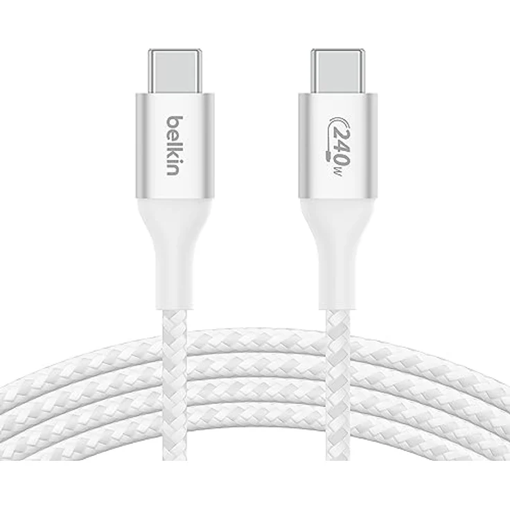 Belkin BoostCharge USB-C-auf-USB-C-Ladekabel, 1 m, Schnellladekabel mit 240 W Power Delivery, USB-IF-zertifiziert, kompatibel mit MacBook Pro, Chromebook, Samsung Galaxy, iPad usw. – Weiß – Bild 1