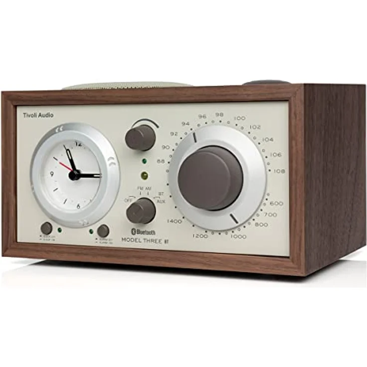 Tivoli Audio Model Three Bluetooth UKW-/MW-Radiowecker (Walnuss/Beige) - Handgefertigte Holzkoffer, Bluetooth-Technologie, UKW-/MW-Tuner – Bild 4
