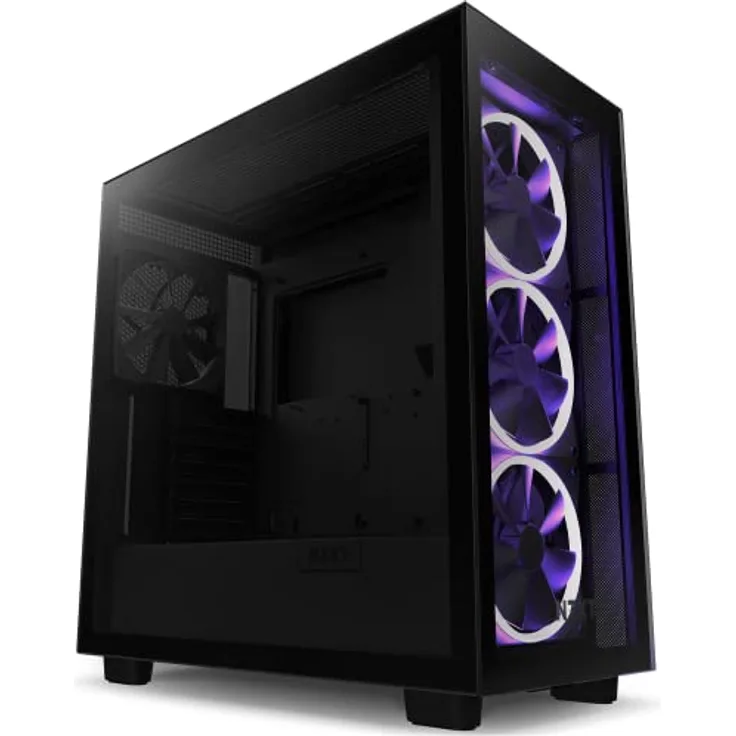 NZXT H7 Elite CM-H71EB-01 ATX Mid Tower PC Gaming Case - Front I/O USB Typ-C Port - Schnellverschluss Seitenwand aus gehärtetem Glas - Schwarz