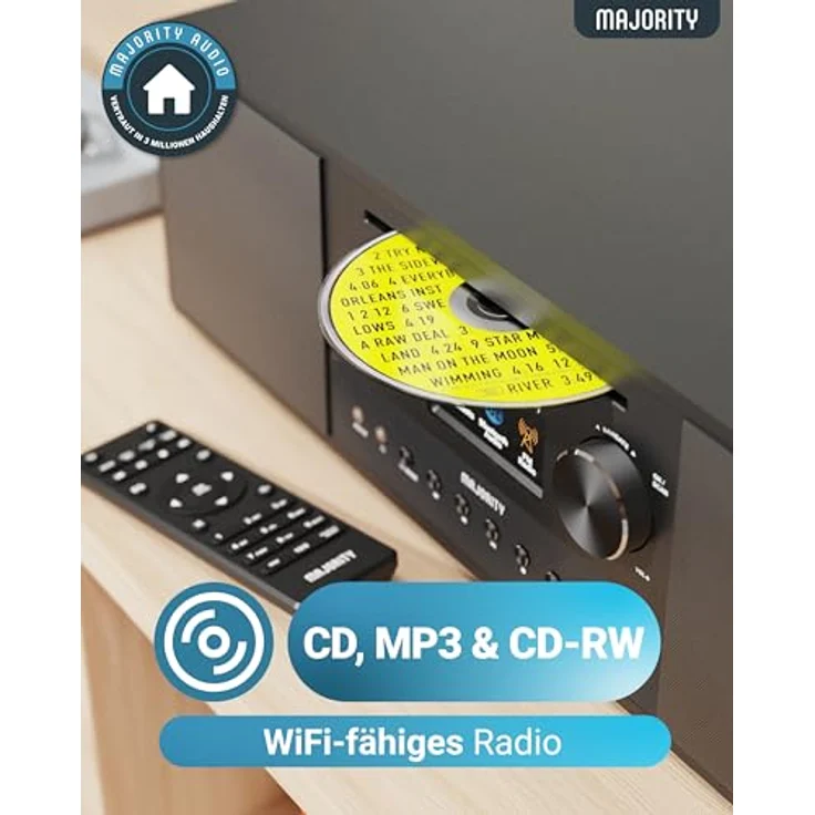 MAJORITY Quadriga Internetradio mit CD Player & Bluetooth | 120W 2.1 Stereo DAB Radio mit Eingebauter Subwoofer | Internetradio WLAN mit Spotify Connect, Podcasts, FM | Farbdisplay – Bild 5