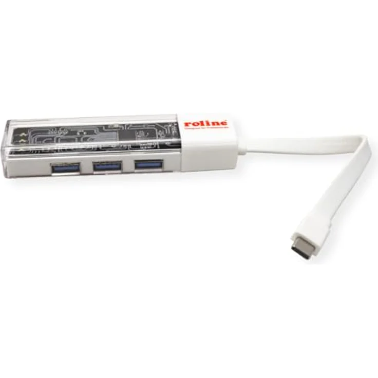 ROLINE Mobiler USB 3.2 Gen 1 Hub, 4-fach mit Typ A+C Anschluss, weiß-transparent, Datentransferrate bis 5 Gbit/s – Bild 5