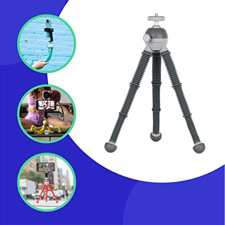 JOBY PodZilla Medium Kit, Flexibles Stativ mit GripTight 360 Handyhalterung, Phone Stativ von den GorillaPod Entwicklern, kompatible mit iPhone, Smartphones, Action Cam, Geräte bis zu 1kg, Grau – Bild 2
