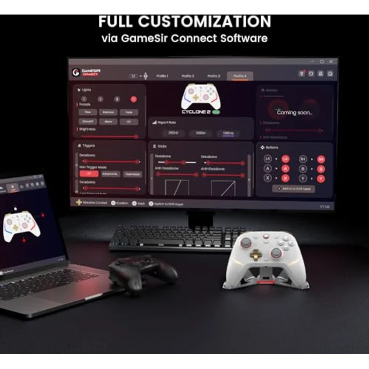 GameSir Cyclone 2 PC Controller Mag-Res TMR Sticks 1000Hz Report Rate Hall & Micro 2-in-1 Triggers RGB Beleuchtung mit Ladestation für PC/Switch/iOS/Android(Schwarz) – Bild 8